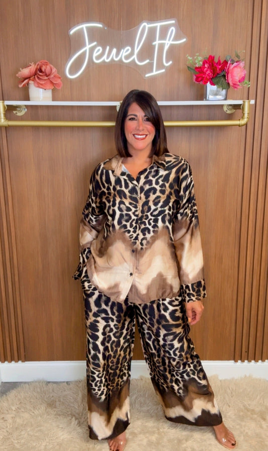 Italian Animal Print Pant Set