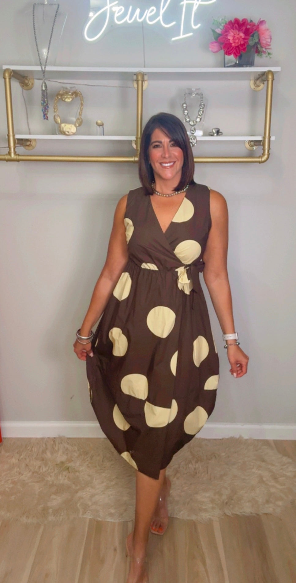 Italian Wrap Around Polka Dots Midi