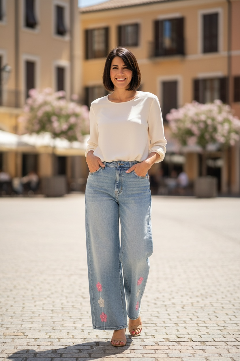 Italian 3 Flower Jean
