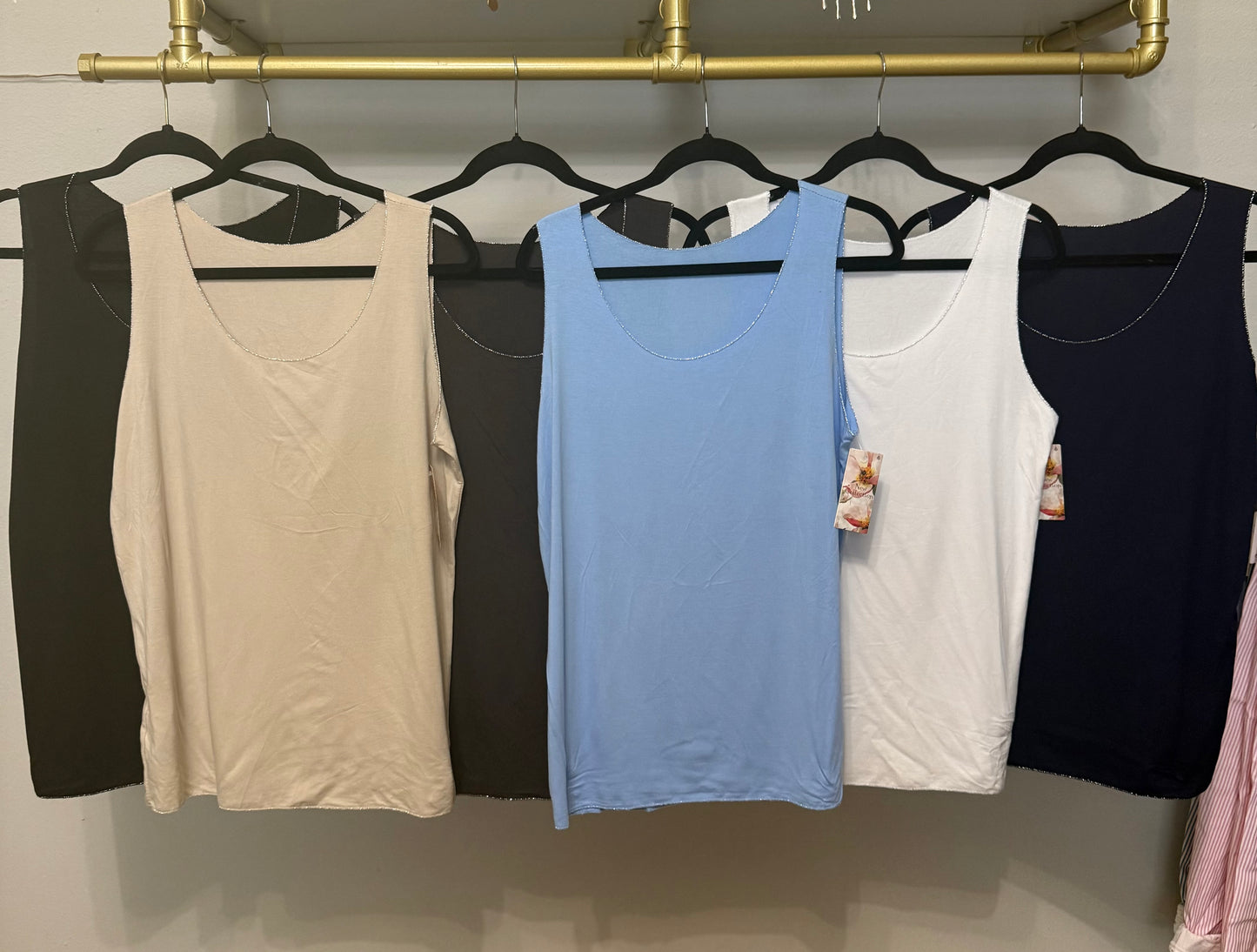 Italian Silver Trimmed Tank Top (plus)