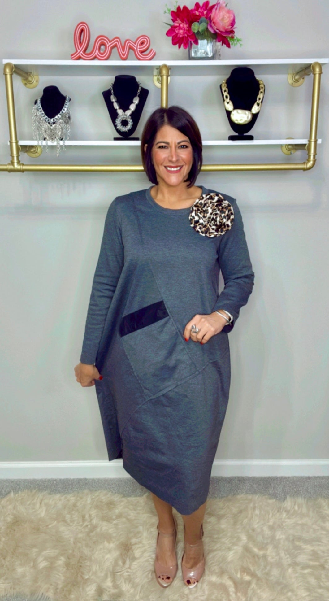 Italian Front Pocket Midi Dress