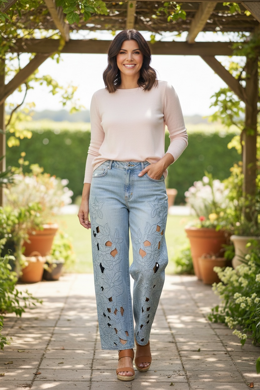 Italian Flower Barrel Jean