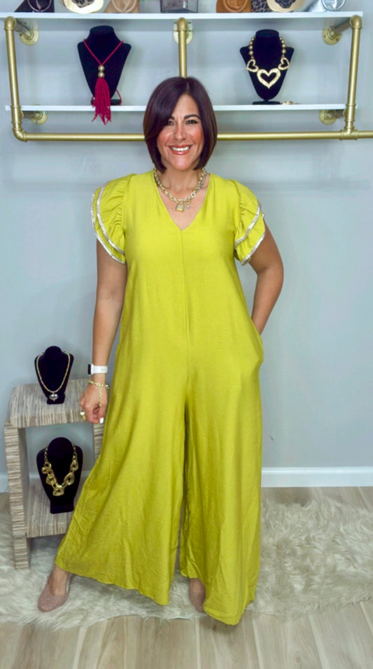 Italian Ruffled Sleeves Jumpsuit