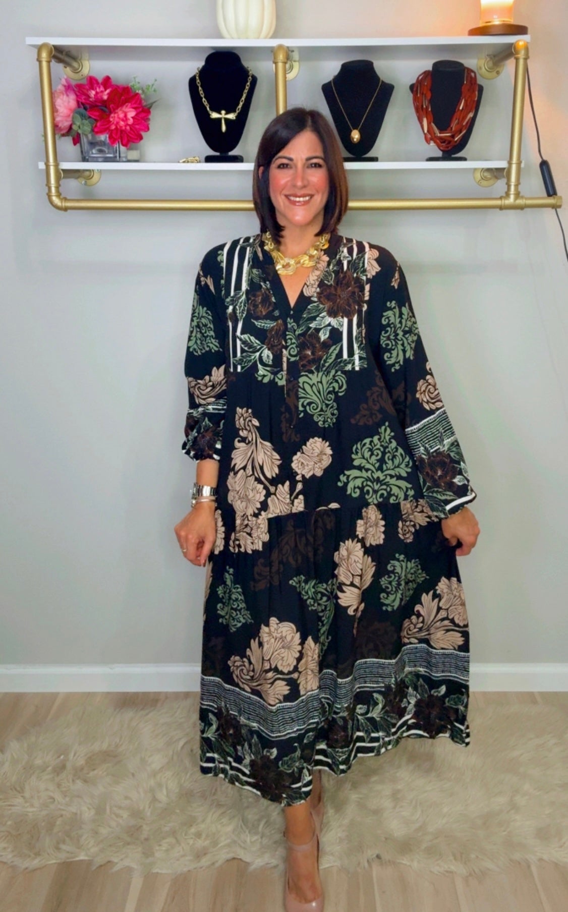 Italian Flower Stamped Maxi