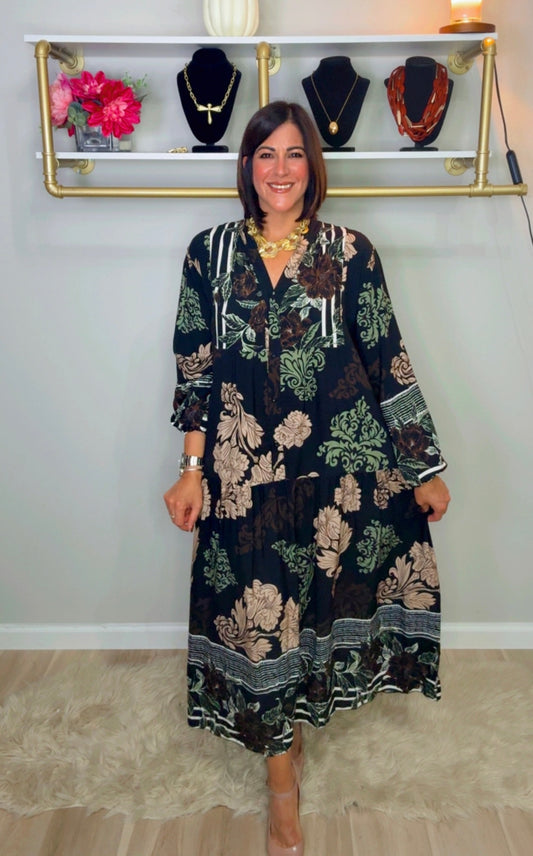 Italian Flower Stamped Maxi