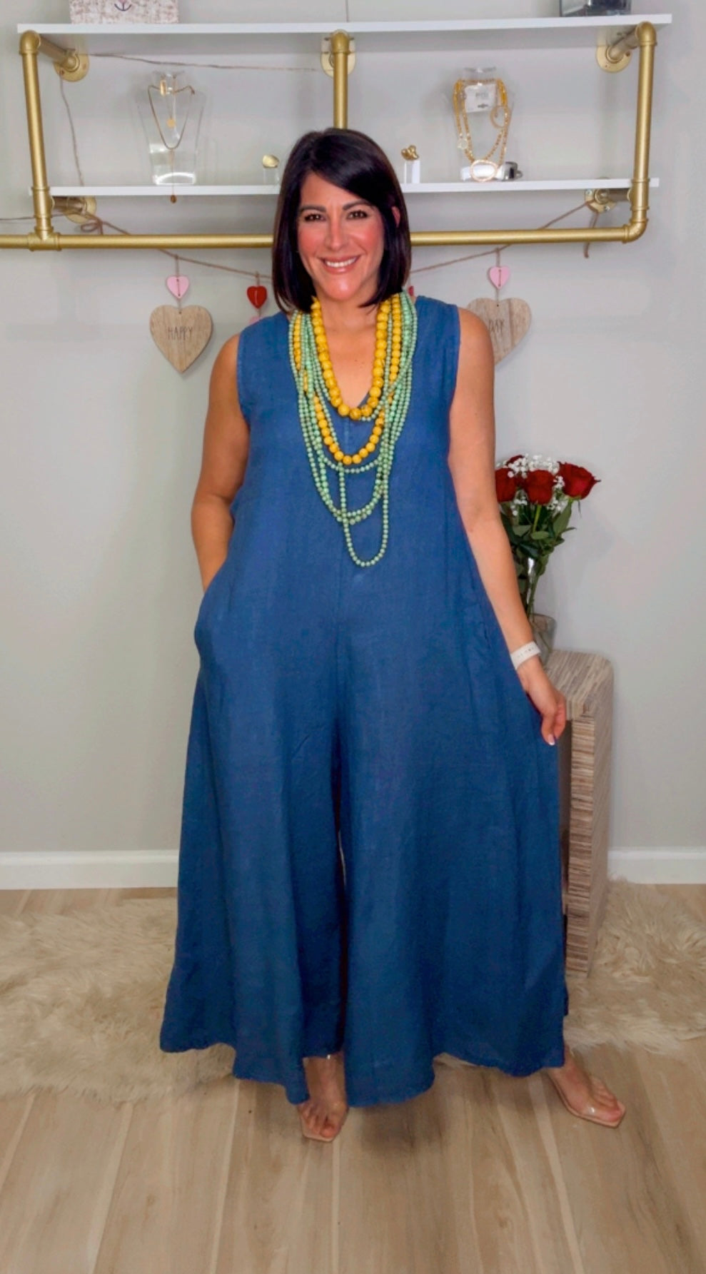Italian Linen Wide Leg Jumpsuit