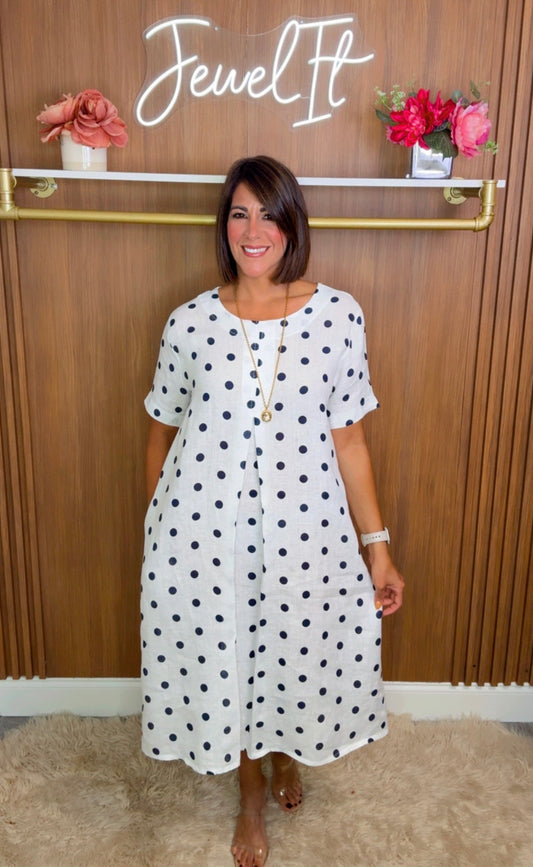 Italian Linen Polka Dots Midi
