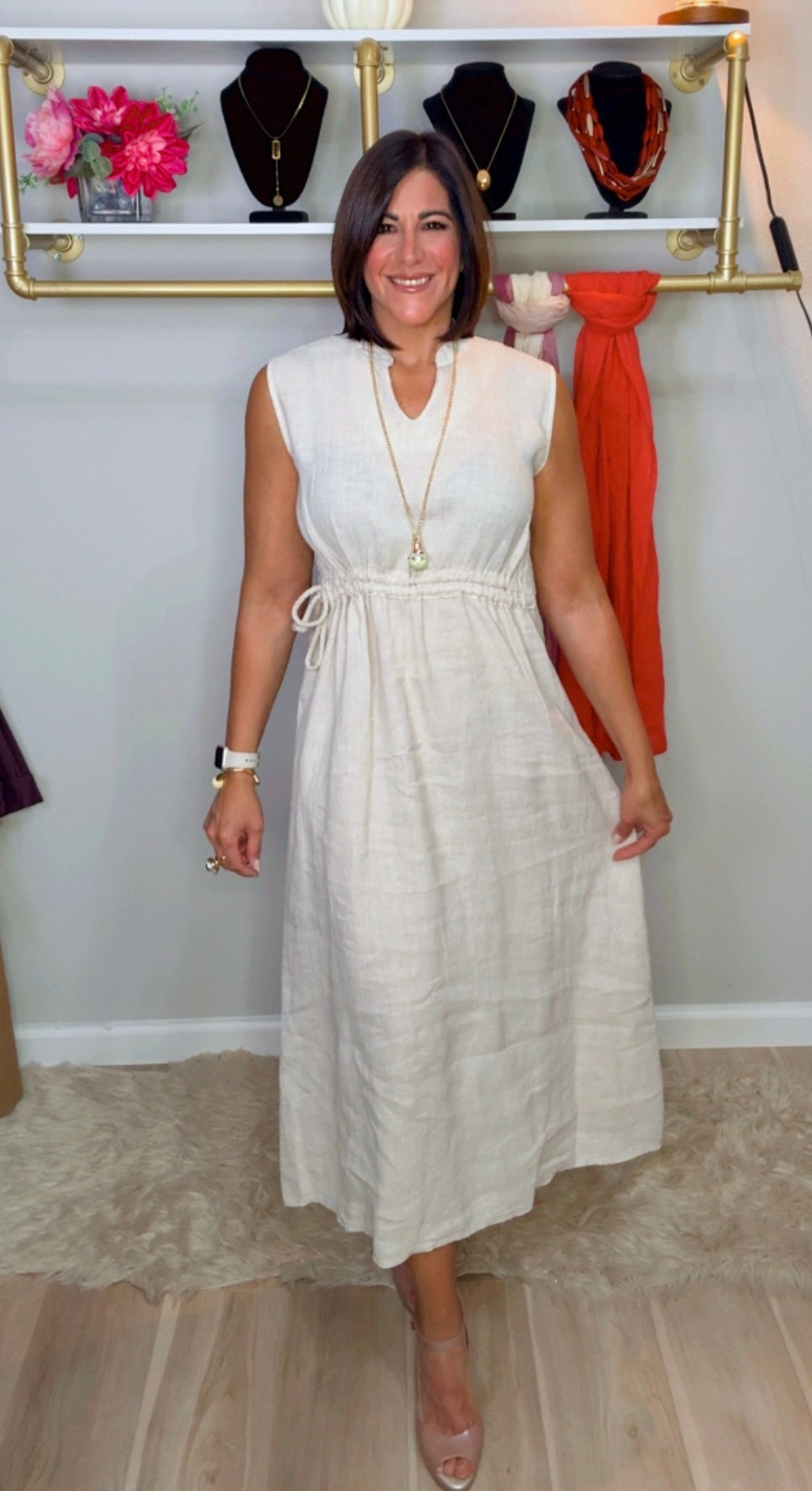 Italian Adjustable Linen Dress