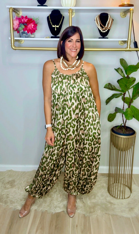 Italian Aladdin Cheetah Print Jumpsuit