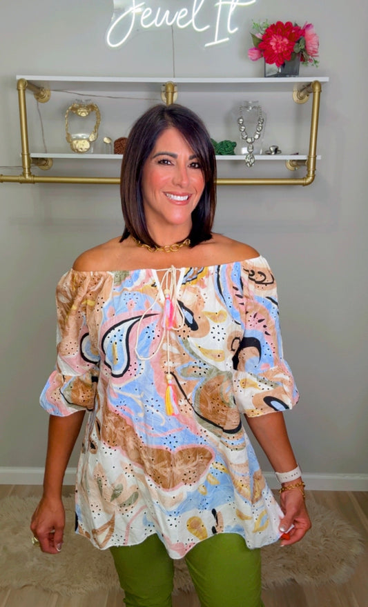Italian Eyelet Stamped blouse