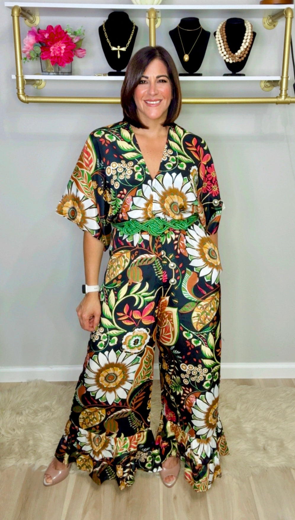 Silk Stamped Jumpsuit