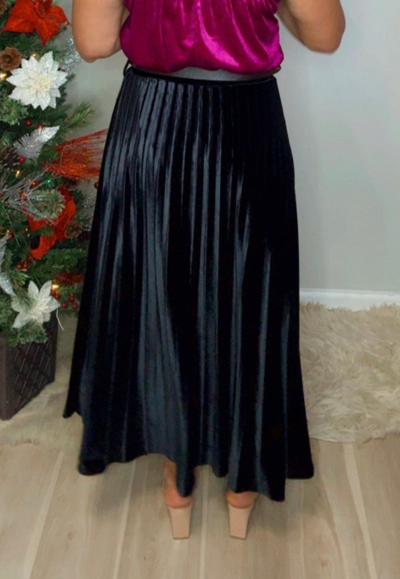 Italian Pleatted Velvet Skirt