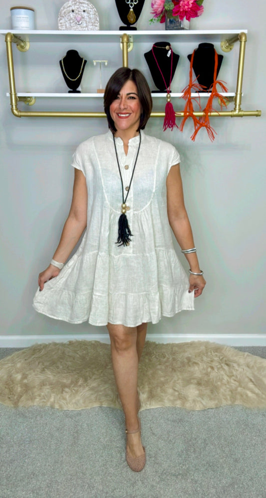 Italian Linen Flowy Short Dress