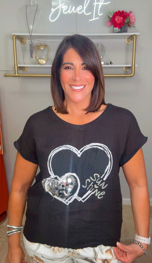 Italian Heart Linen Blouse