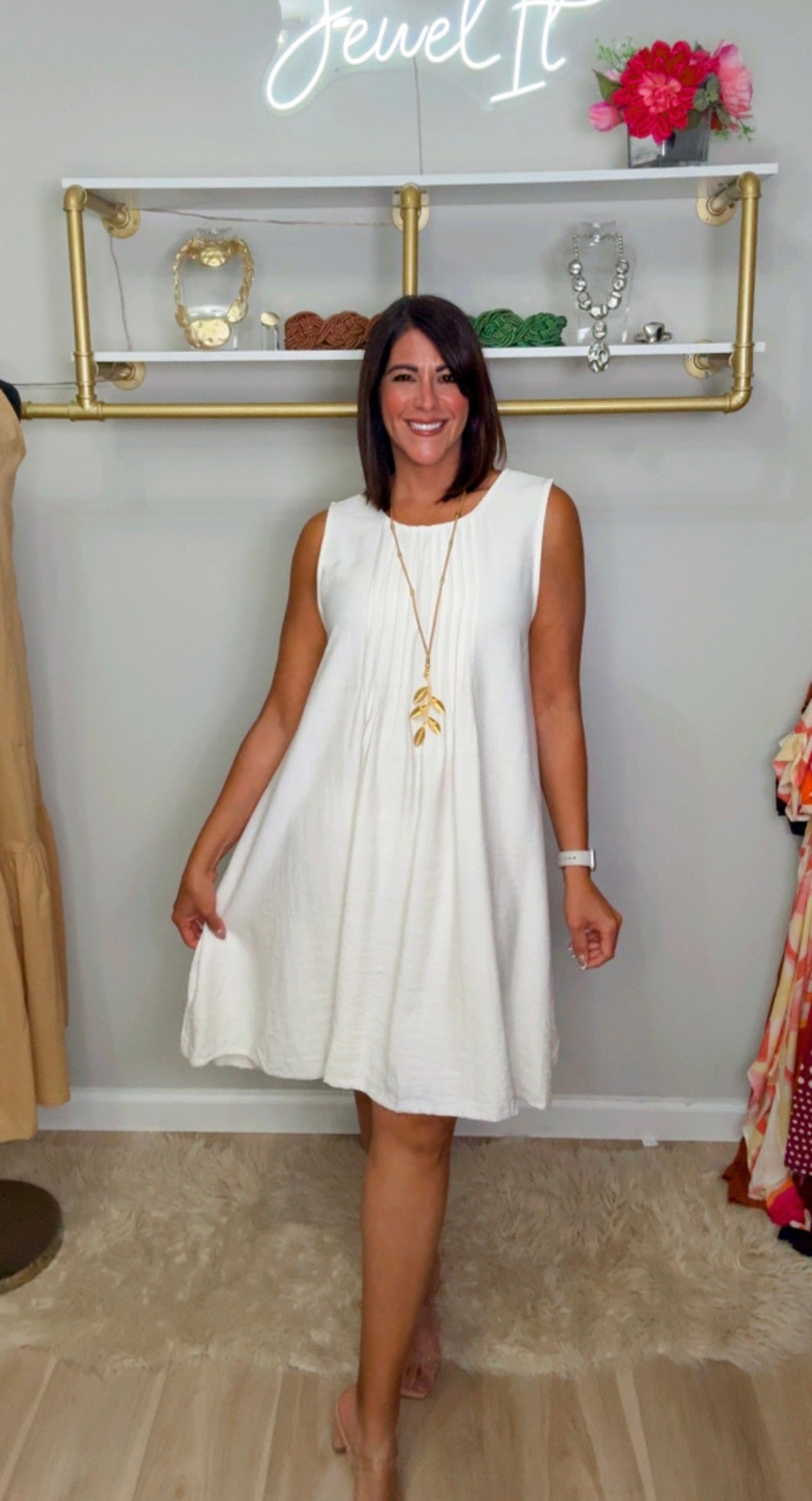 Italian Pleated Sleeveless Dress