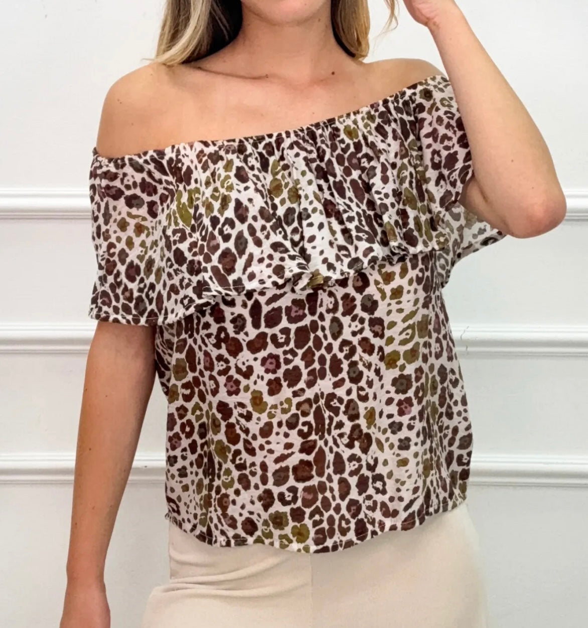 Italian Off shoulder Animal print Blouse
