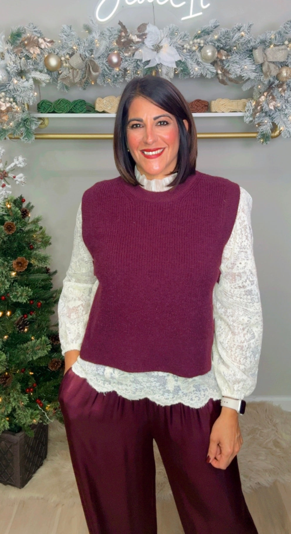 Italian 2 pieces lace pullover