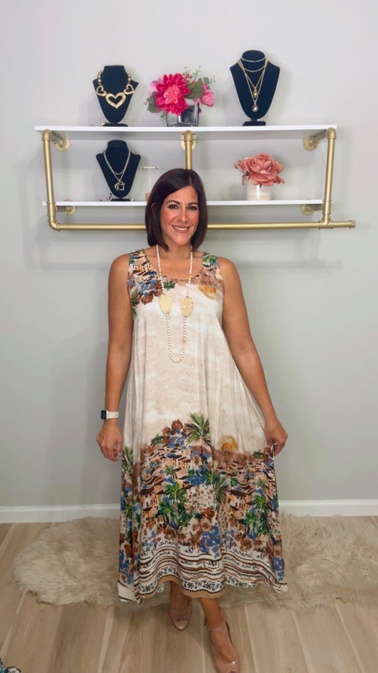 Italian Sleeveless Stamped Dress