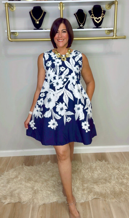 Italian Flower Stamped Dresss