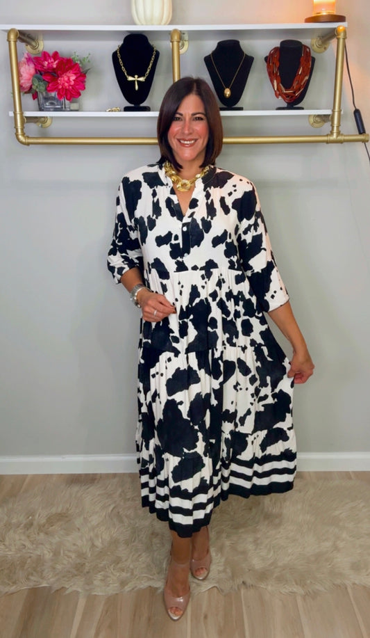 Italian Cow Stamped Midi