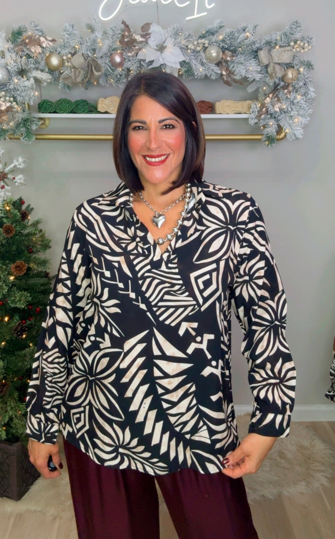 Italian Stamped High Low Blouse