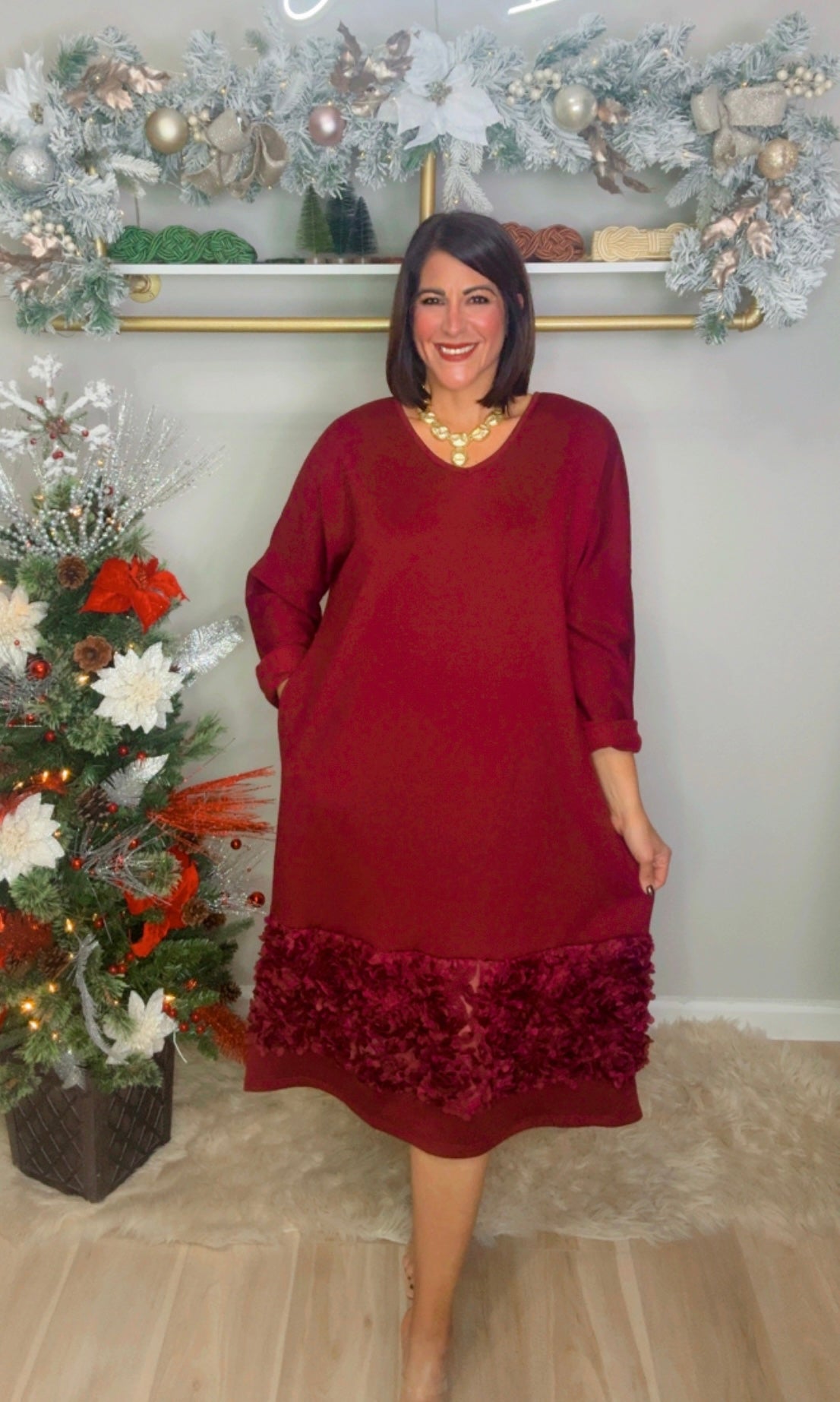 Italian Hem Detail Back Bow Midi