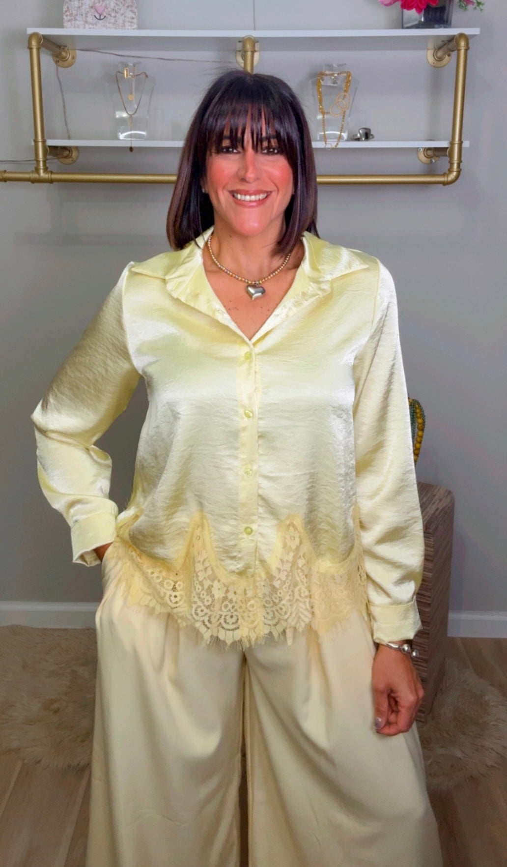 Italian Lace Hem Blouse