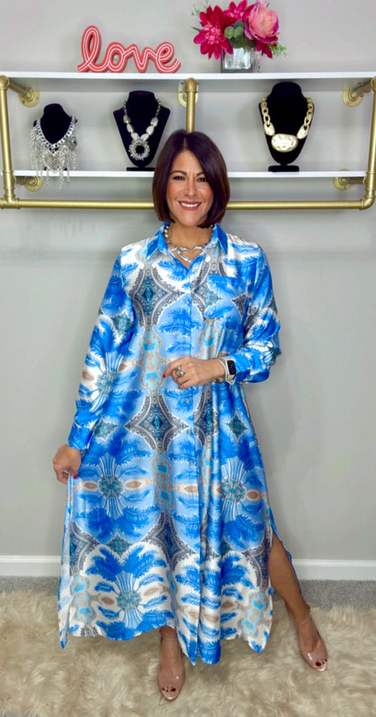 Italian Satin Stamped Maxi
