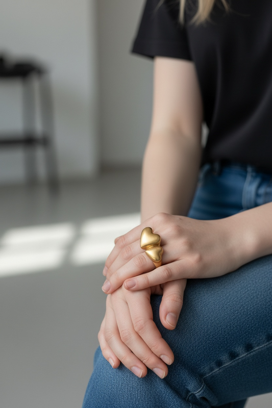 Two Heart Stretchable Ring