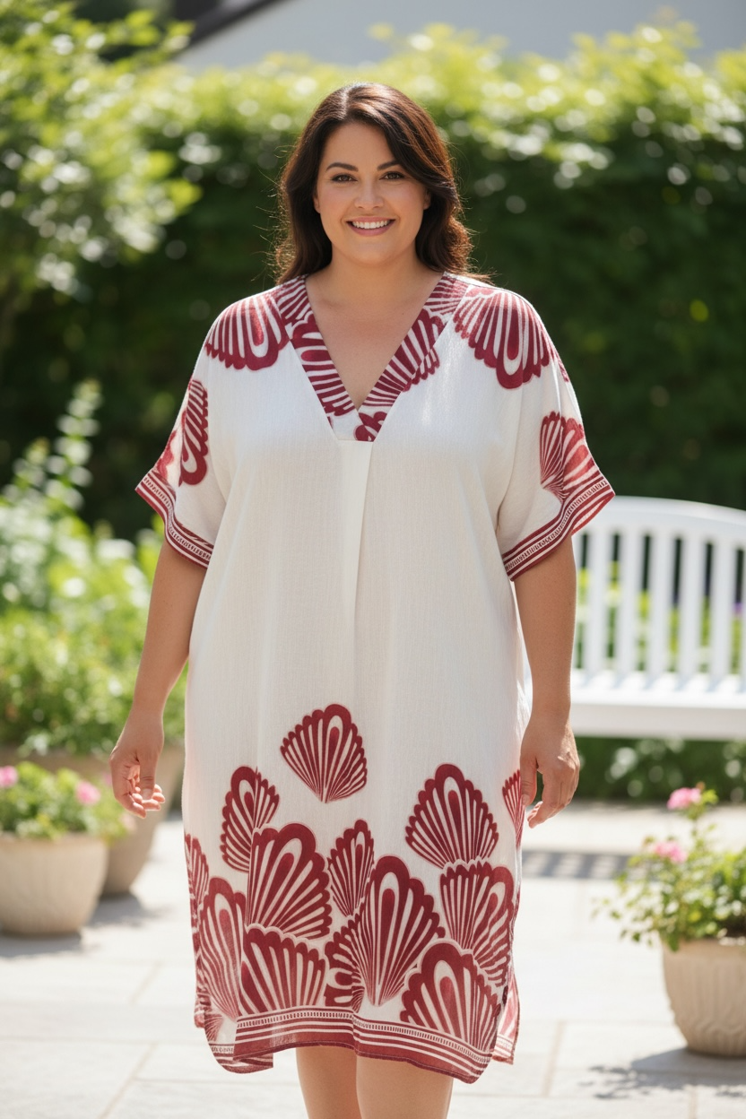 Italian Stamped Midi Dress Shirt
