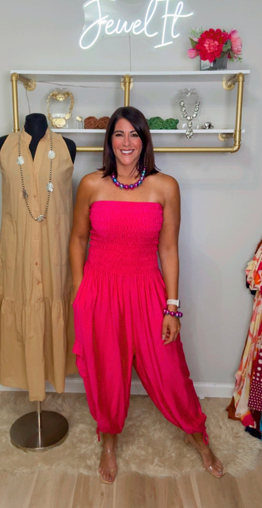Italian Strapless Cargo Jumpsuit