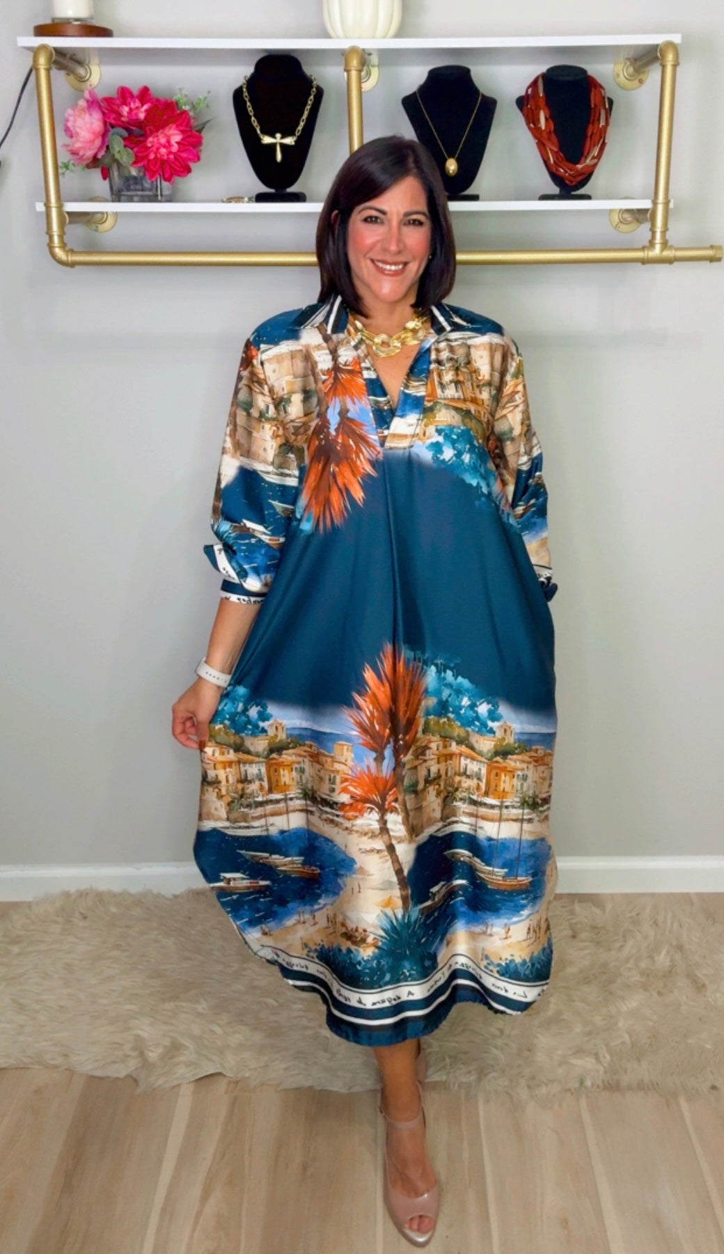 Italian City Stamped Bluson