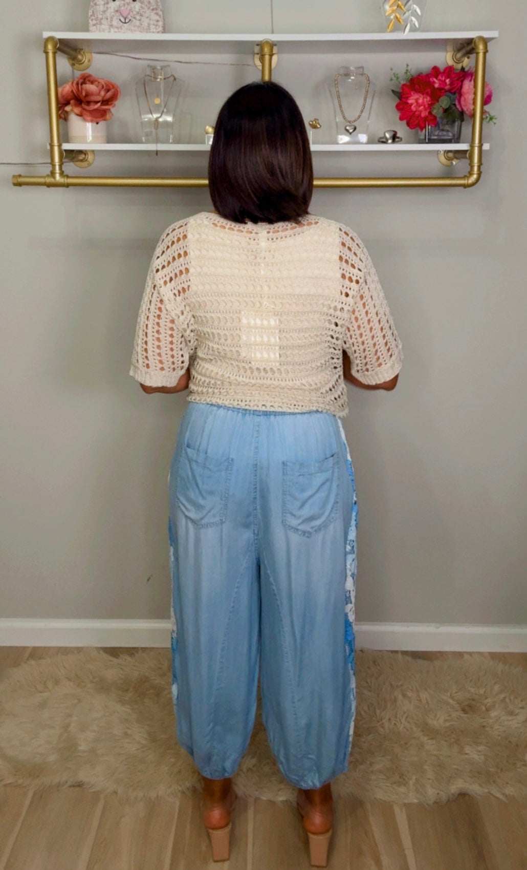 Italian Side Lace Aladdin Pants