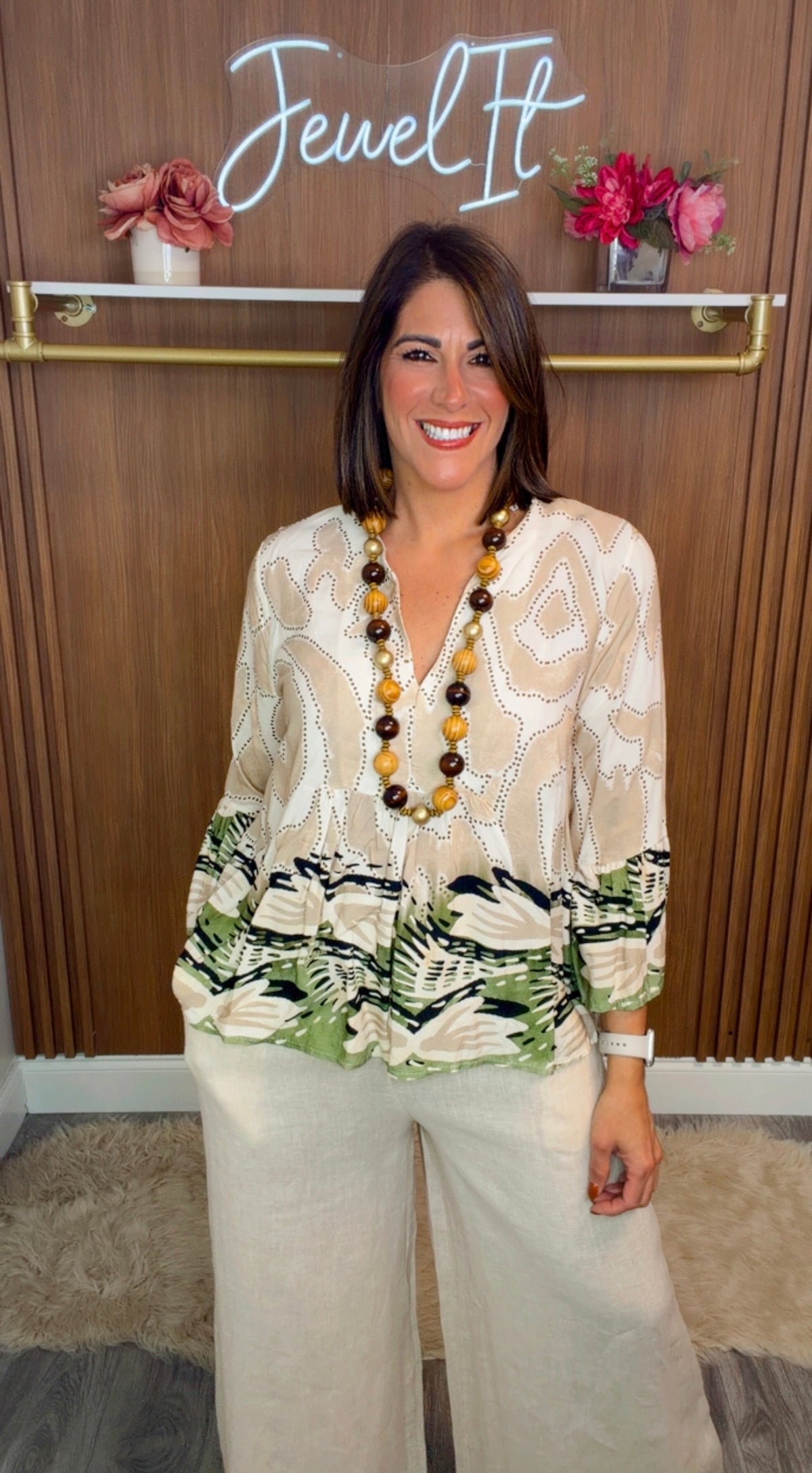 Italian Stamped Flowy Blouse