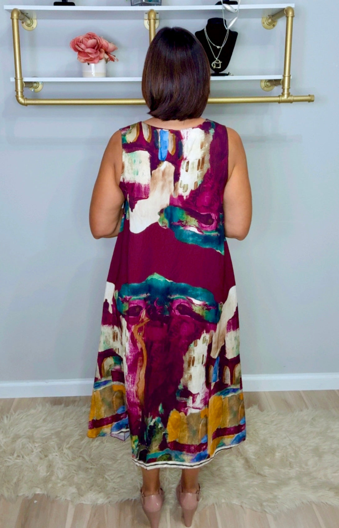 Italian Stamped Flowy Midi