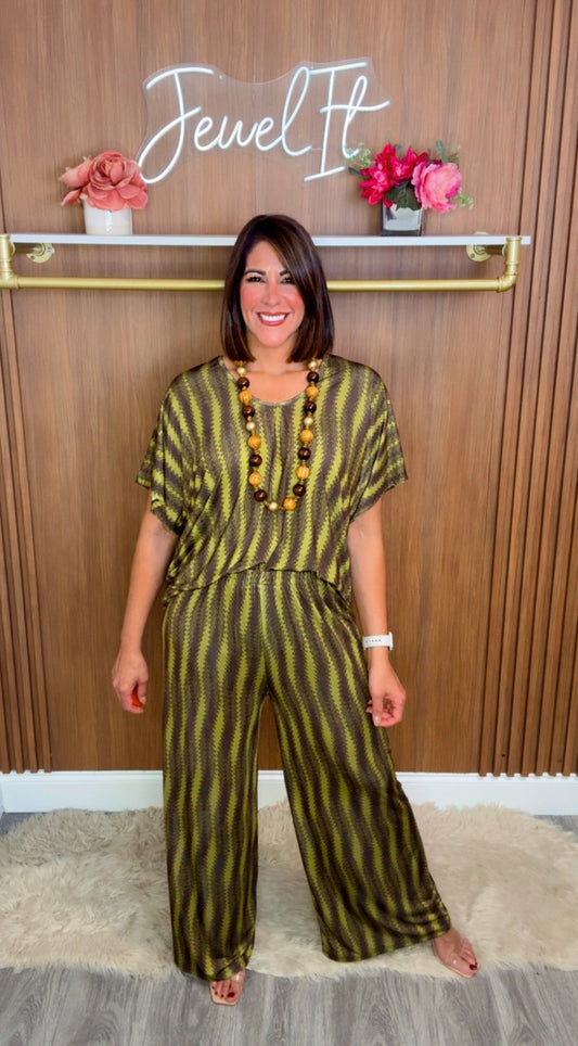 Italian Abstract Print Pant Set