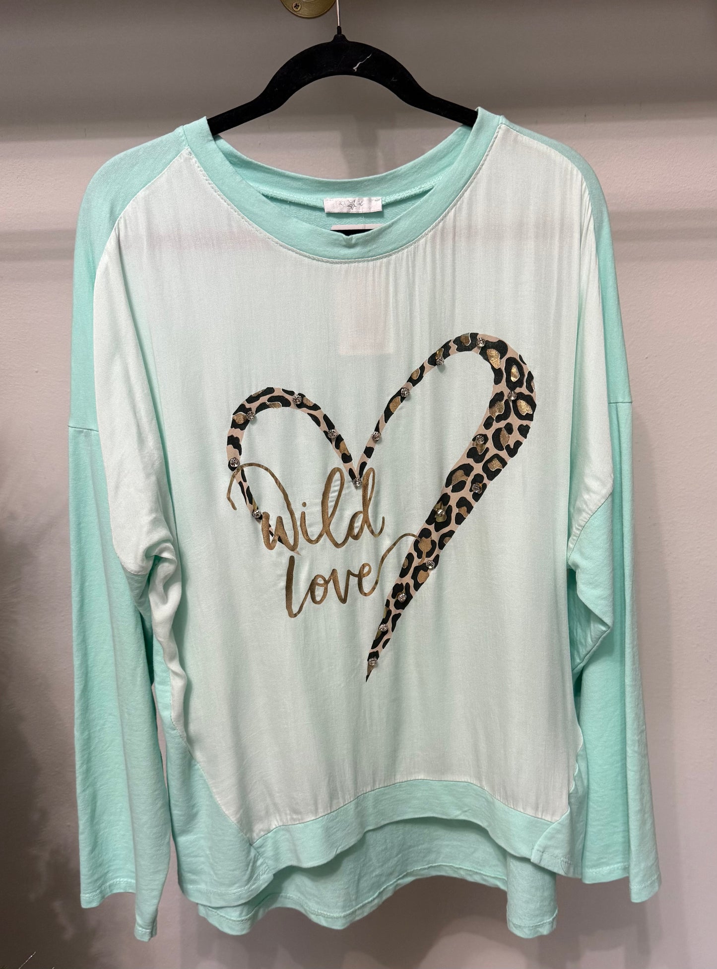Italian “Wild LOVE” blouse with Rhinestone