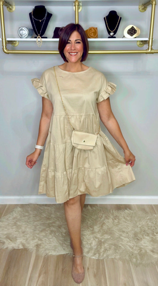 Italian Flowy Short Dress with Purse
