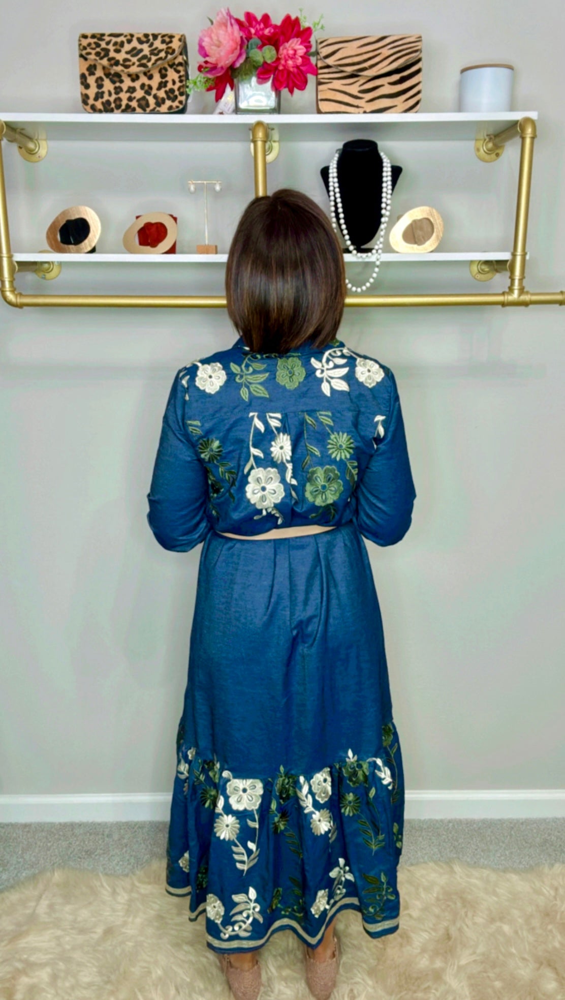 Italian Flower Embroidery Dress