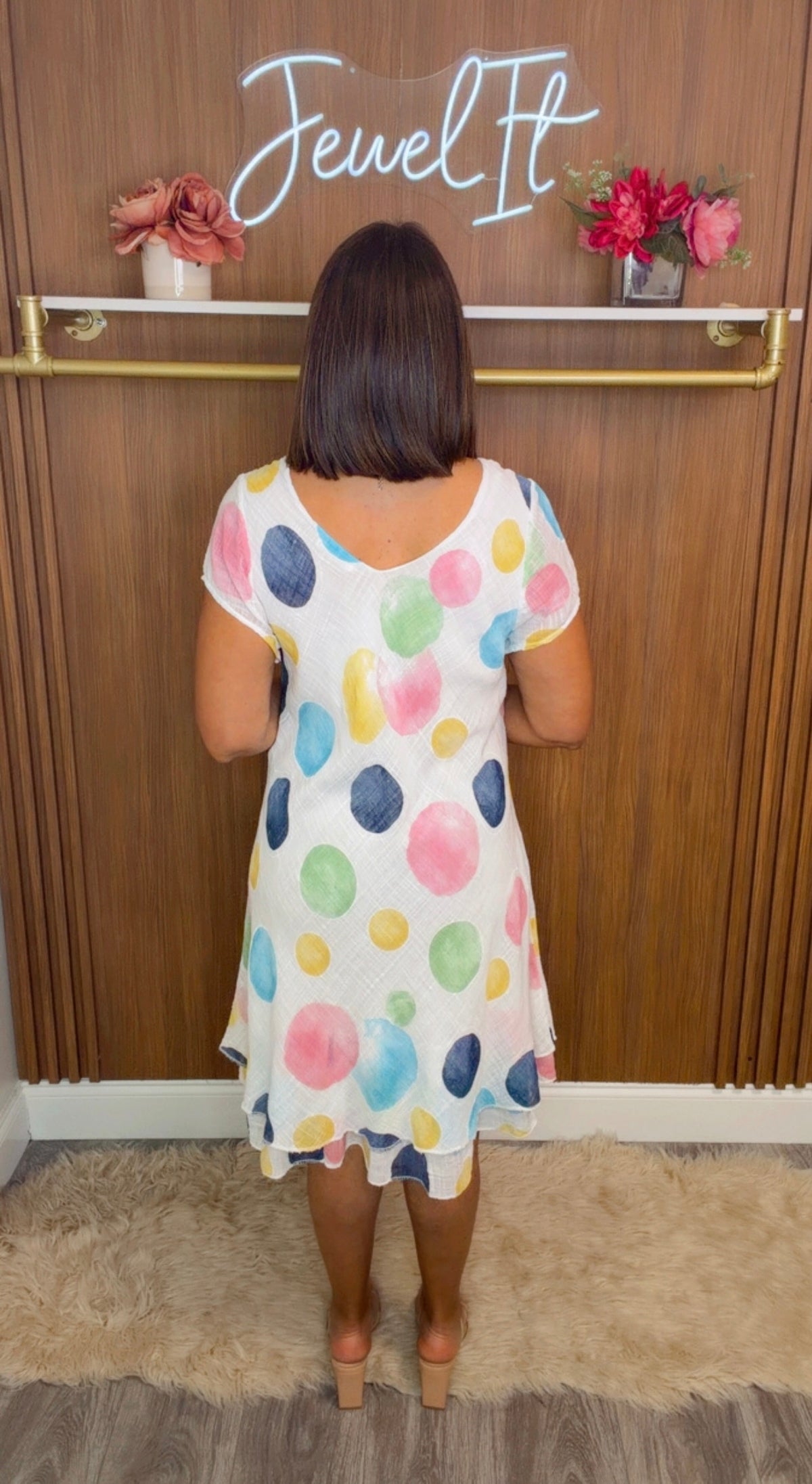 Italian Multi Color Dots Dress