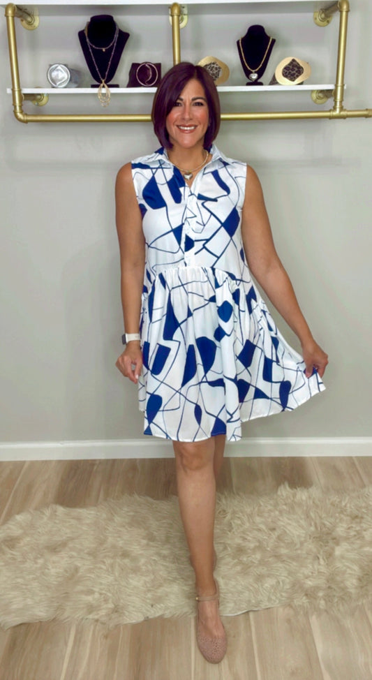 Italian Abstract Stamped Short Dress