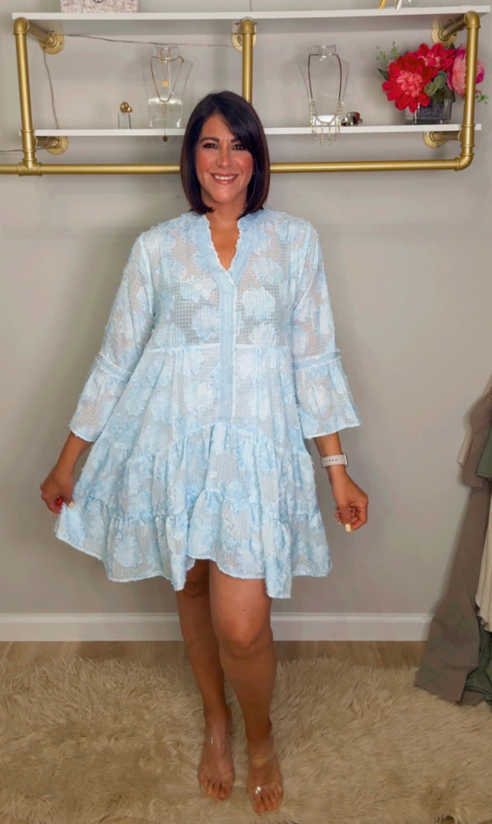 Italian Flower Distressed Short dress/ Tunic