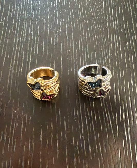 La Mala y La Fea Butterfly Ring/ Swarovski stone