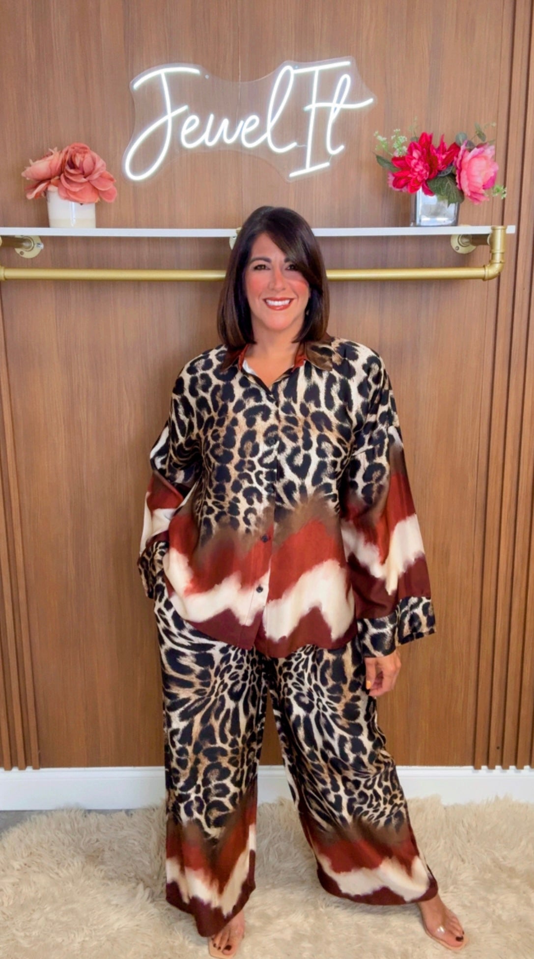 Italian Animal Print Pant Set
