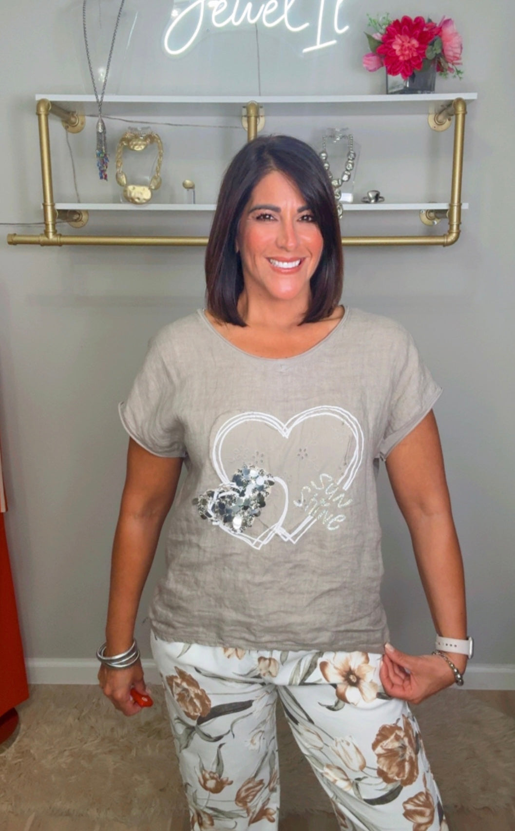 Italian Heart Linen Blouse