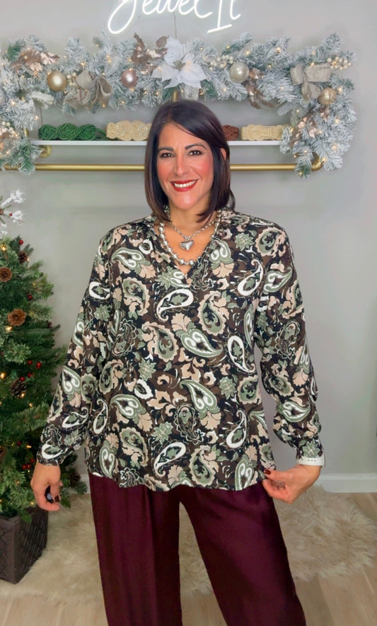 Italian Stamped High Low Blouse