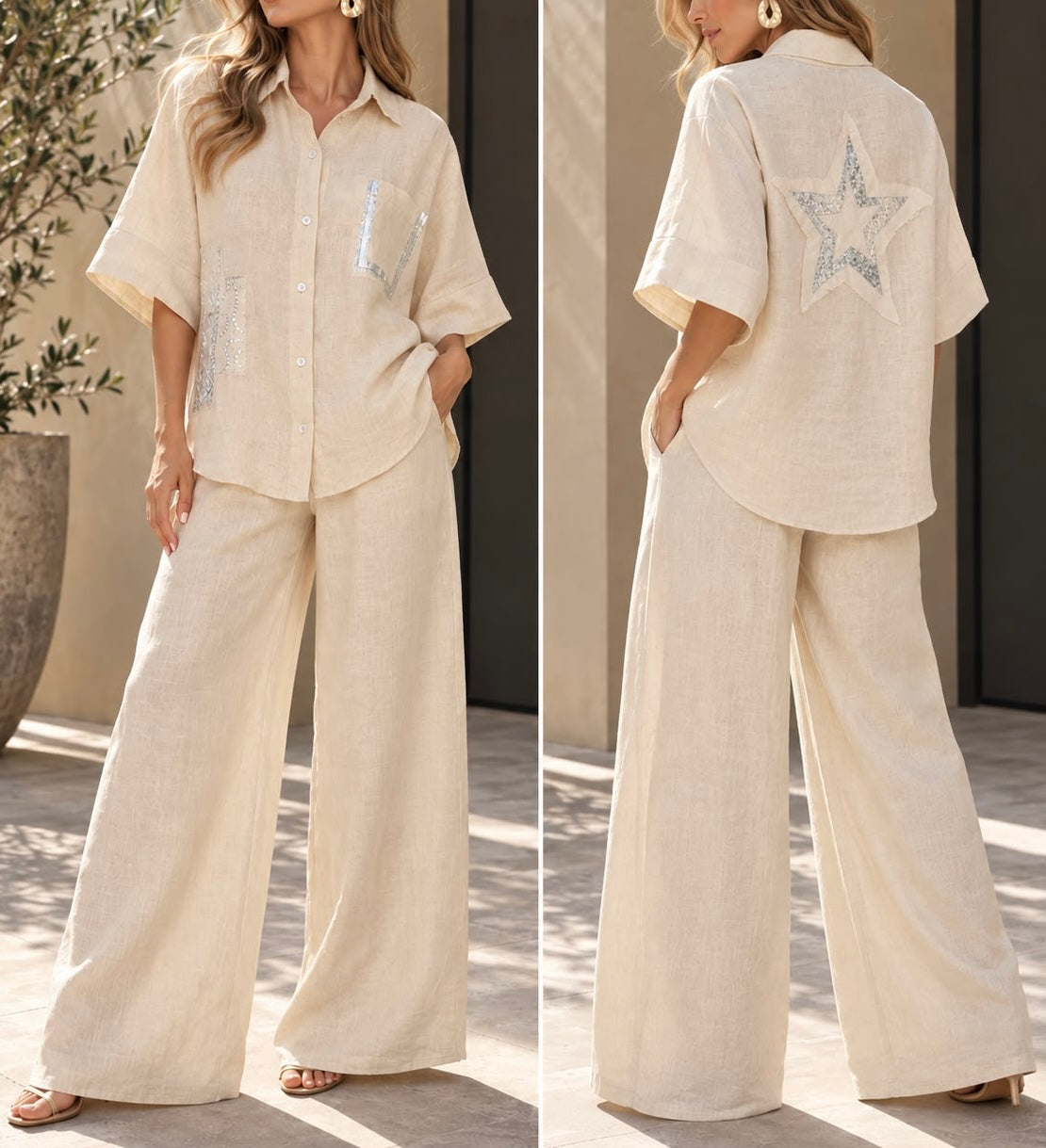 Italian Star Linen Pant Set
