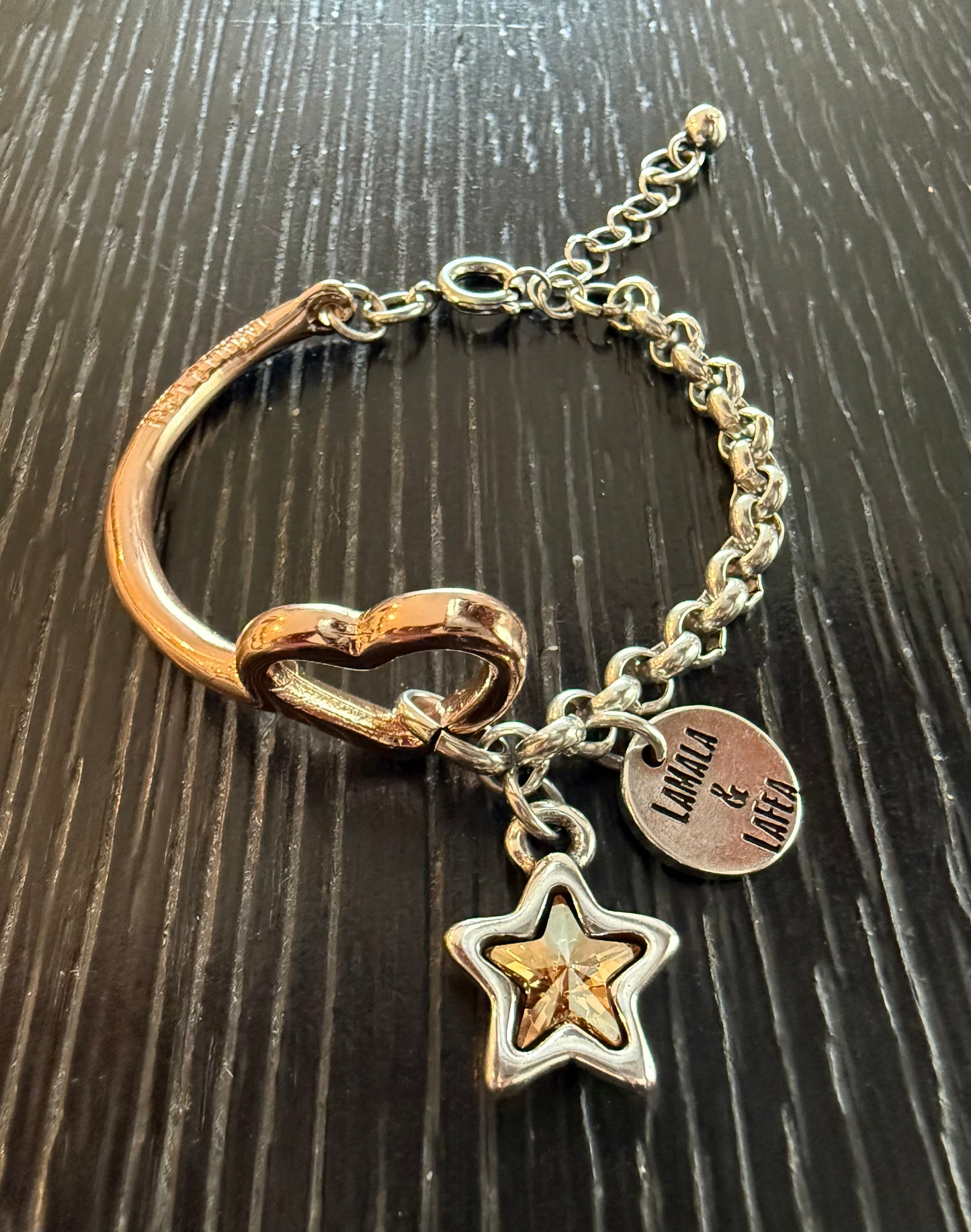 La Mala y La Fea Heart Bracelet with Swarovski