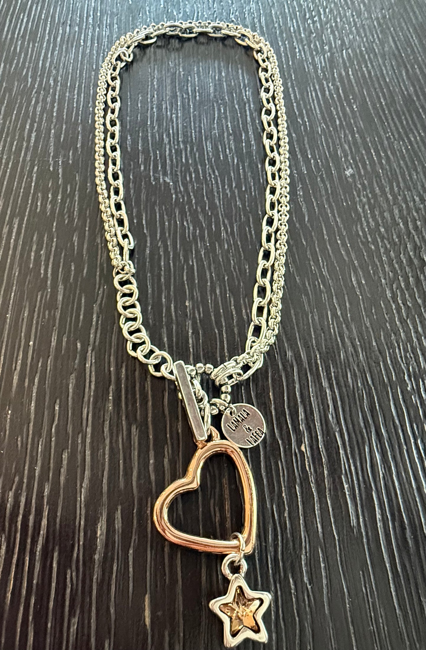 La Mala y La Fea Heart Necklace with Star Pendant