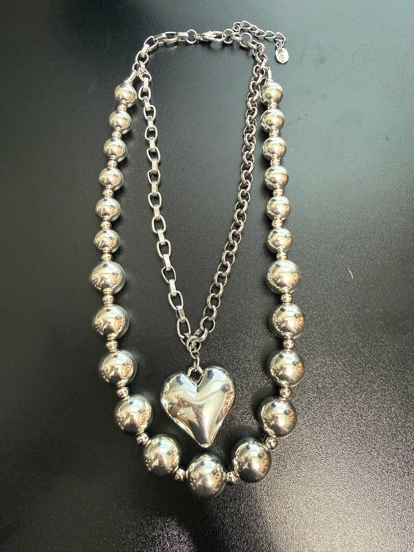 Zamack Double Strand Heart Necklace